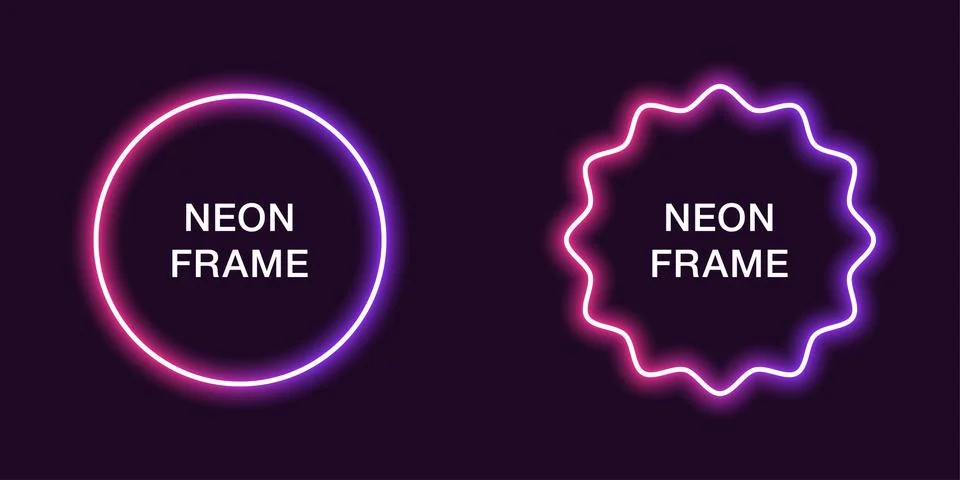 Neon frame in circle shape. Vector template Stock Illustration
