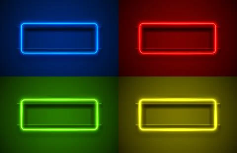 Neon frame, color set, black background, line electric. Vector Stock Illustration