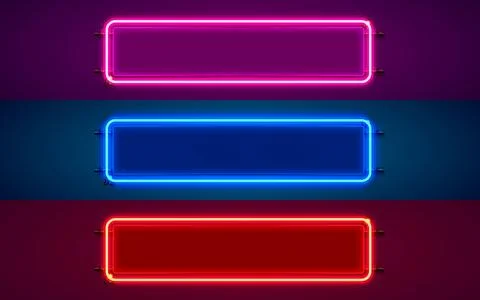 Neon frame, color set, black background, line electric. Vector Stock Illustration