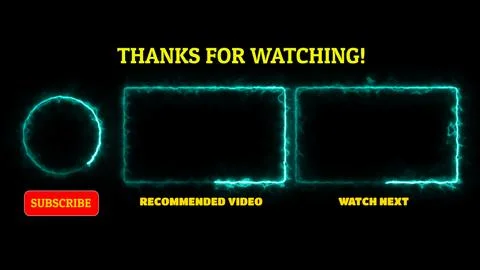 Neon frame effect end screen glowing looping on black background Stock Illustration