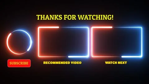 Neon frame effect end screen glowing looping on black background Stock Illustration