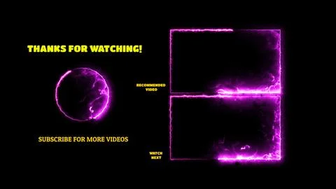 Neon frame effect end screen glowing looping on black background Stock Illustration