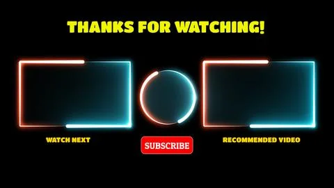 Neon frame effect end screen glowing looping on black background Illustrazione stock