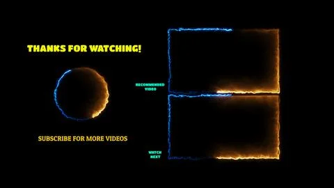 Neon frame effect end screen glowing looping on black background Stock Illustration