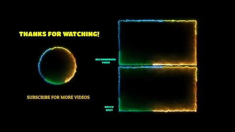 Neon frame effect end screen glowing looping on black background Illustrazione stock