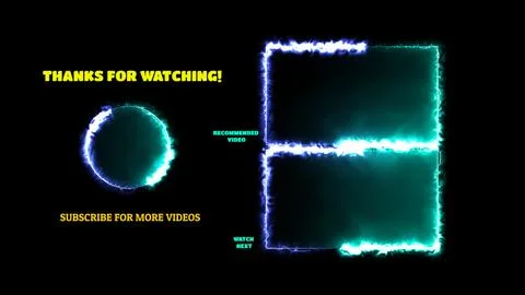 Neon frame effect end screen glowing looping on black background Illustrazione stock