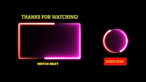 Neon frame effect end screen glowing looping on black background Illustrazione stock