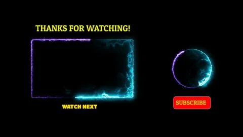 Neon frame effect end screen glowing looping on black background Stock Illustration