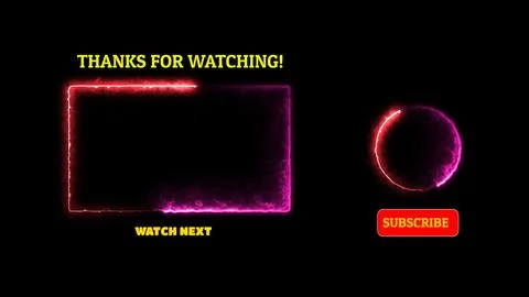 Neon frame effect end screen glowing looping on black background Stock Illustration