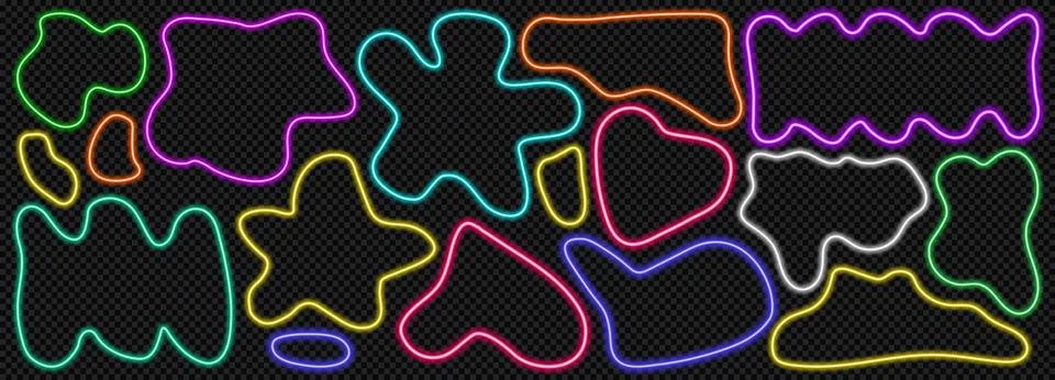 Neon frame glow with squiggle button light call and action ui web. Game blue Stock Illustration