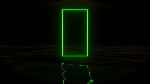 Neon frame glowing over ocean loop animated background Stock Footage 311449114