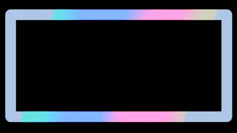 Neon frame glows with bright colors on the smooth shiny rectangular Stock Footage 132647124