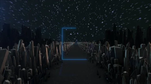 Neon frame. It glows. A road on another planet. Perspective. The runway. Stars,  Stock Footage 150553356