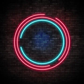 Neon Frame Light on Brick Wall Stock Illustration