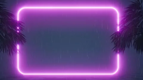 Neon frame light glow rectangle rain night Stock Footage 333319126