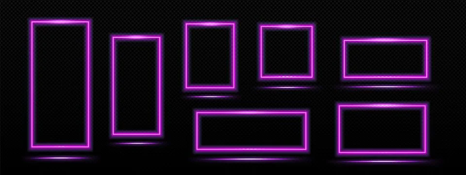 Neon frame with light glowing effect. Ilustración de archivo