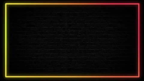 Neon frame, lines around the frame changing colors, motion background with copy  Stock Footage 136301292