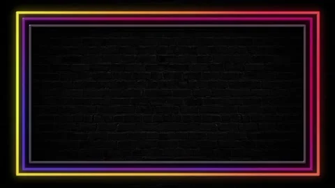 Neon frame, lines around the frame changing colors, motion background with copy  Video stock 136501320