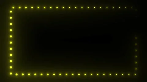 Neon Frame Made Of Yellow Flashing Lights. Futuristic Light Effect. 4K Stock Footage 192398518