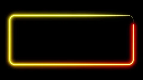 Neon frame orange and yellow lights motion loops square on black background 3d Stock Footage 265197534