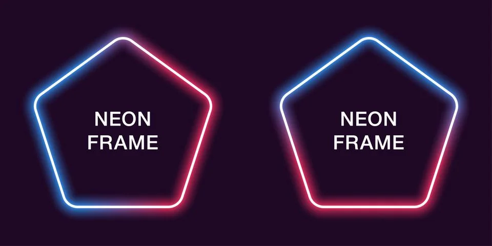 Neon frame in pentagonal shape. Vector template Stock Illustration
