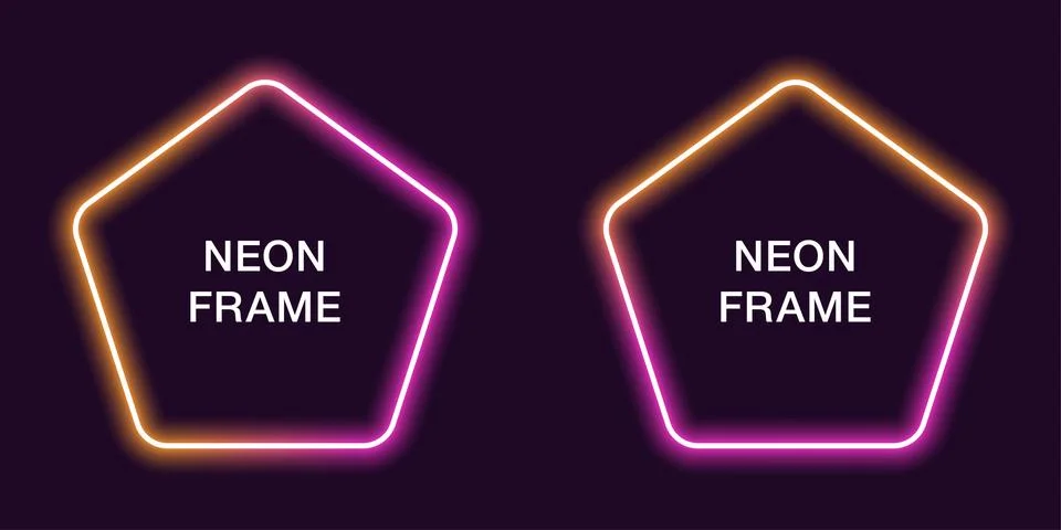 Neon frame in pentagonal shape. Vector template Stock Illustration