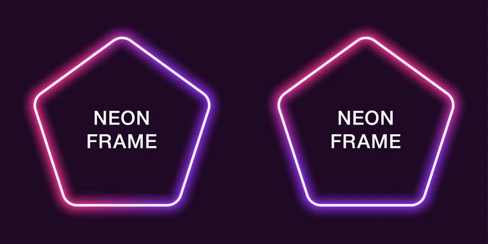 Neon frame in pentagonal shape. Vector template Stock Illustration
