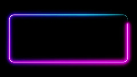 Neon frame purple and blue lights motion loops square on black background 3d Stock Footage 265197511