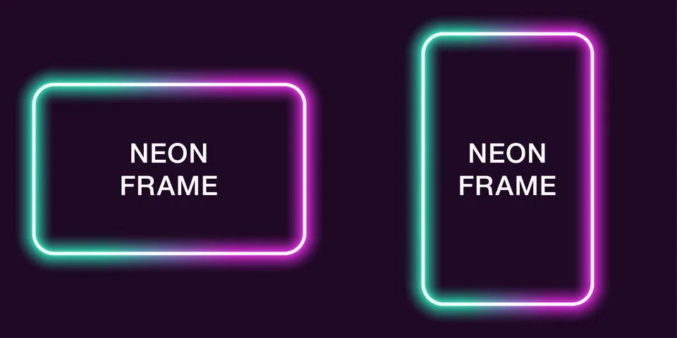 Neon frame in rectangular shape. Vector template イラスト素材