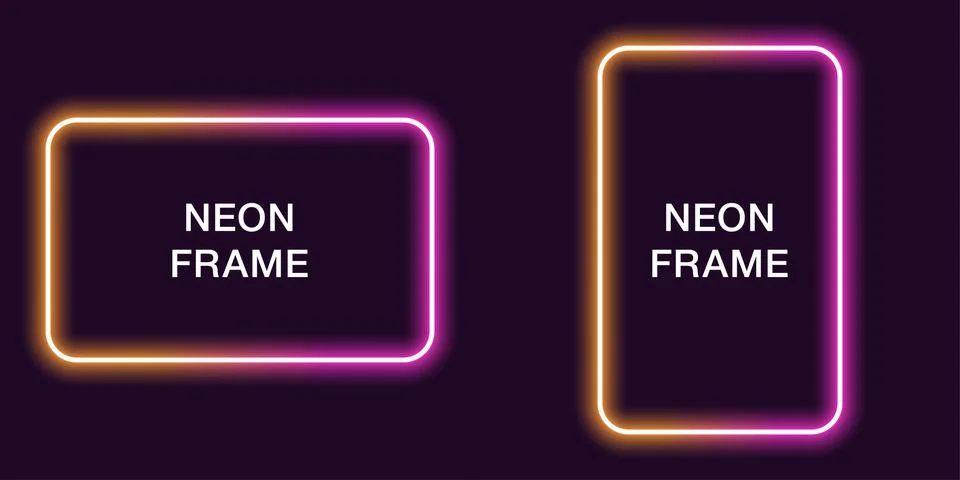Neon frame in rectangular shape. Vector template Stock Illustration
