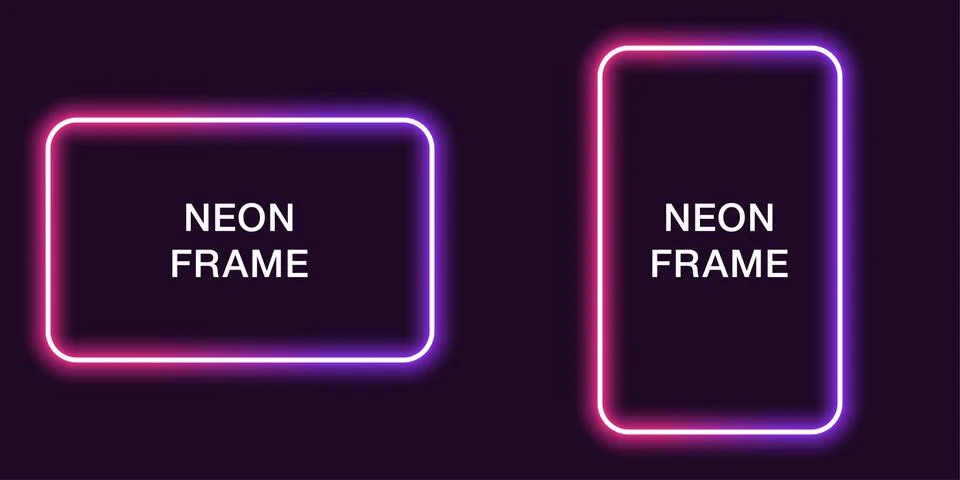Neon frame in rectangular shape. Vector template Stock Illustration