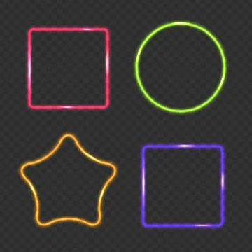 Neon Frame, Rectangular, Star and Round Buttons on Checkered  Ab Illustrazione stock