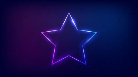 Neon frame in star form with shining effects Stock Illustration