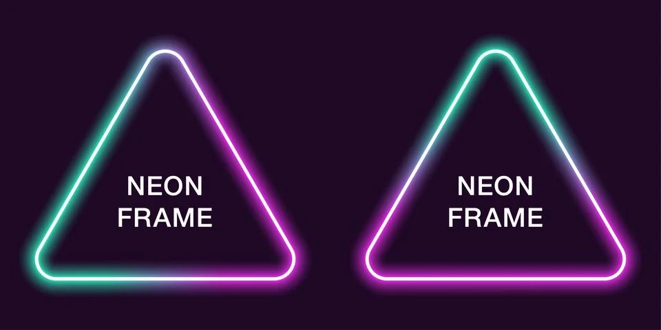 Neon frame in triangular shape. Vector template イラスト素材
