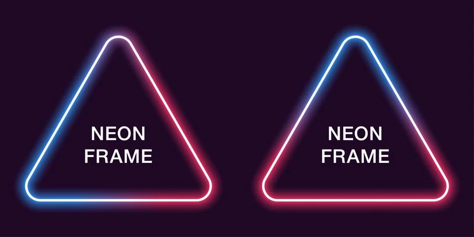 Neon frame in triangular shape. Vector template イラスト素材
