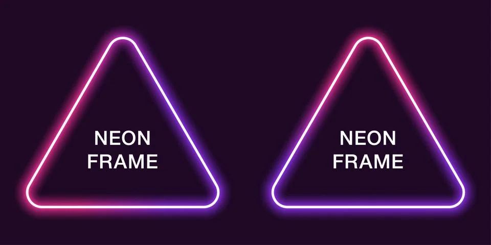 Neon frame in triangular shape. Vector template Stock Illustration