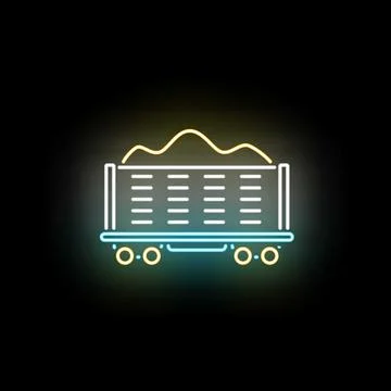 Neon freight wagon icon transporting bulk cargo Stock Illustration