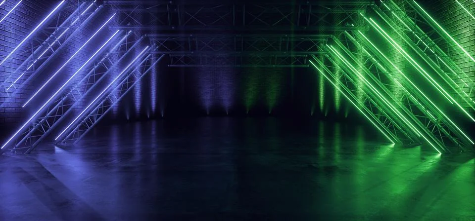 Neon Future Sci Fi Laser Beam Green Blue Construction Vibrant Stage Podium Br 스톡 일러스트