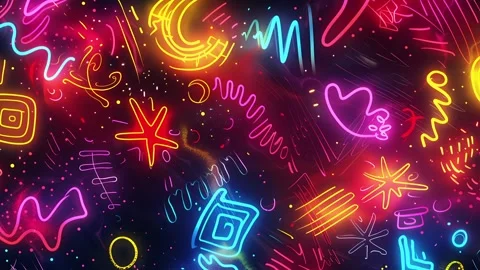 Neon Futuristic Abstract Seamless Loop with Psychedelic Retro Motion Stock Footage 315382808