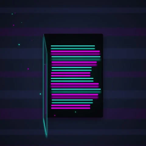 Neon Futuristic Data Display Screen with Glowing Lines and Particles Stock Footage 348230595