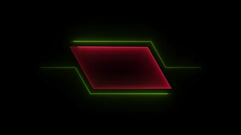 Neon Futuristic Frame with Dynamic Angular Design on Black Background. Mode.. Stockbeeldmateriaal 337019020