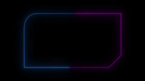 Neon Futuristic Frame with Rounded Corner and Angled Edge Design. Glowing S.. 스톡 동영상 337019021