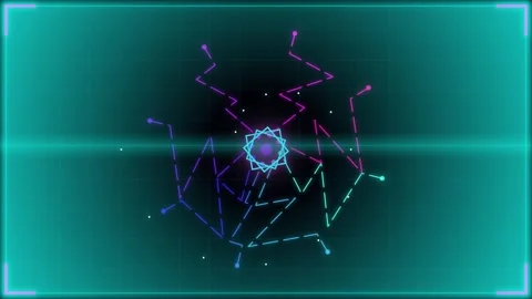 Neon futuristic geometric abstract technology background screen loop Stock Footage 346005084