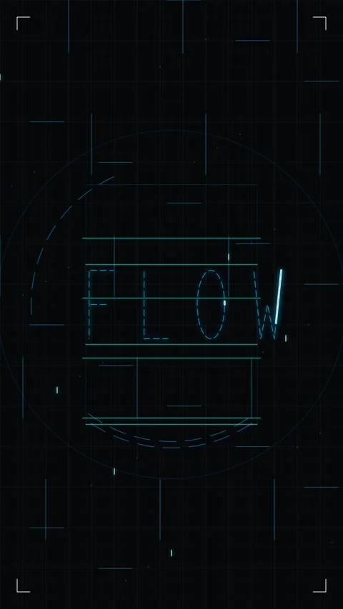 Neon Futuristic HUD Interface with Flow Text Motion Graphic Stock Footage 346204458