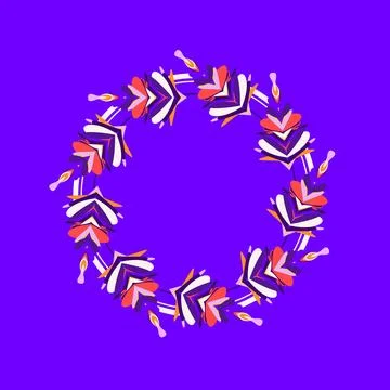 Neon galactic mist: circular lace border in ghost white, lavender haze, pure vio Stock Illustration