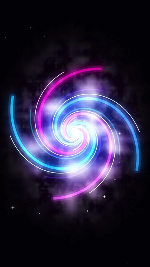 Neon galaxy spiral loop animation with glowing purple blue lights Vídeo Stock 346647896