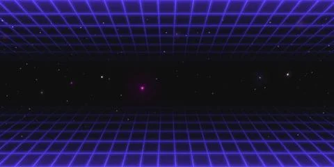 Neon game background with retro grid 库存插图