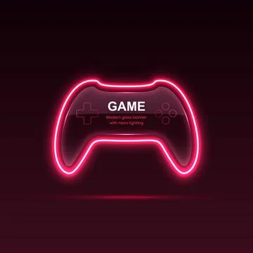 Neon game controller. Gaming gamepad. Vector eps10. Illustrazione stock