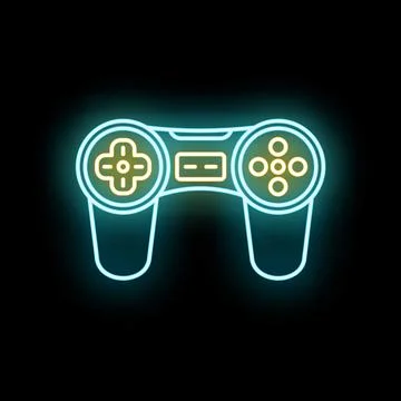 Neon game controller glowing with electric light Stock Illustration