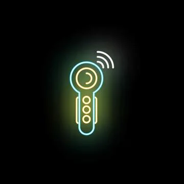 Neon game controller sending wireless signal icon Stock Illustration